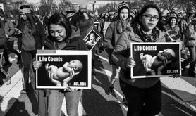 Anti-abortion activists at the 2017 March for Life in Washington DC.