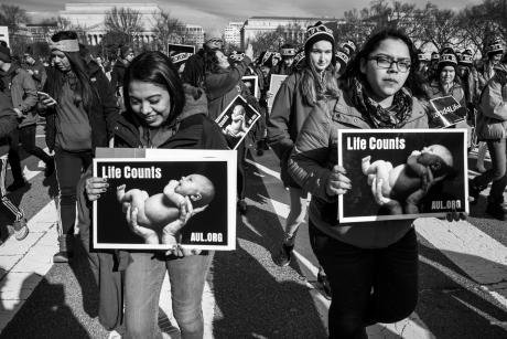 Anti-abortion activists at the 2017 March for Life in Washington DC.