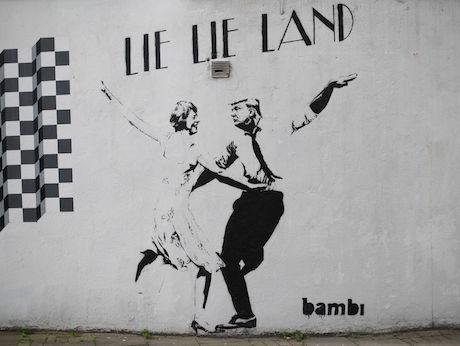 Theresa May-Donald Trump piece by street artist Bambi. Yui Mok/PA Wire/PA Images. All rights reserved.