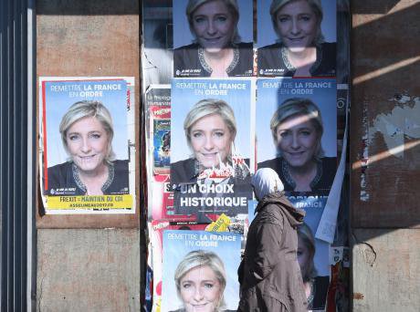 Marine Le Pen election campaign posters, France 2017.