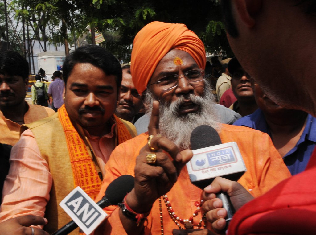 Lucknow, India – BJP MP Sakshi Maharaj after getting bail, May 2017.