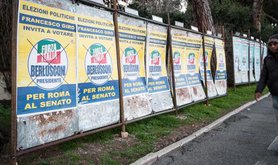 Electoral posters in Rome ahead of the vote on 4 March. 