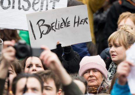 A protest in Dublin, in support of the woman at the centre of the &#39;Belfast rape case&#39;.