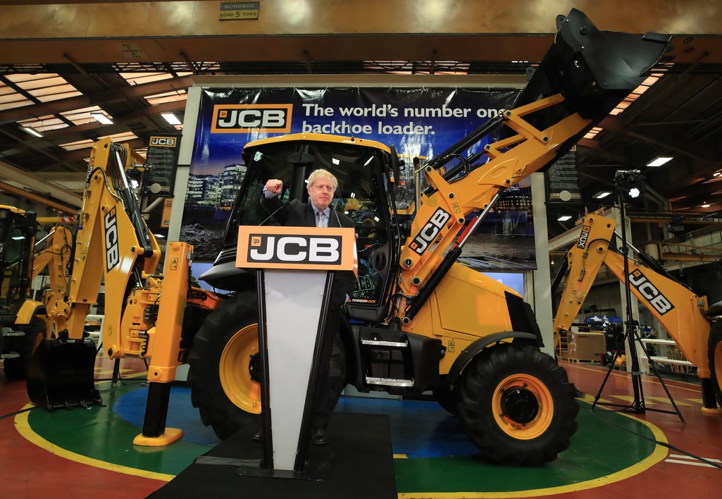 Boris Johnson speaking at the headquarters of JCB in Rocester, Staffordshire, 18 January 2019