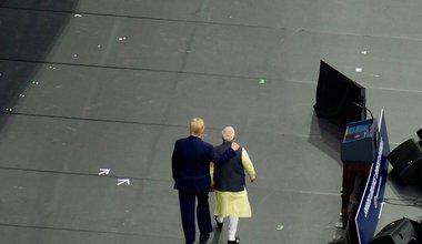 Donald Trump and Narendra Modi on stage at a rally in Houston, 22 September 2019