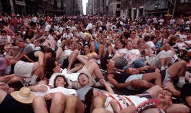 ACT UP (AIDS Coalition to Unleash Power) "die-in" on Fifth Avenue, New York, in June 1990