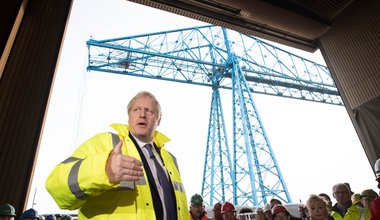 Boris Johnson delivers a stump speech to workers in Stockton-on-Tees 2019