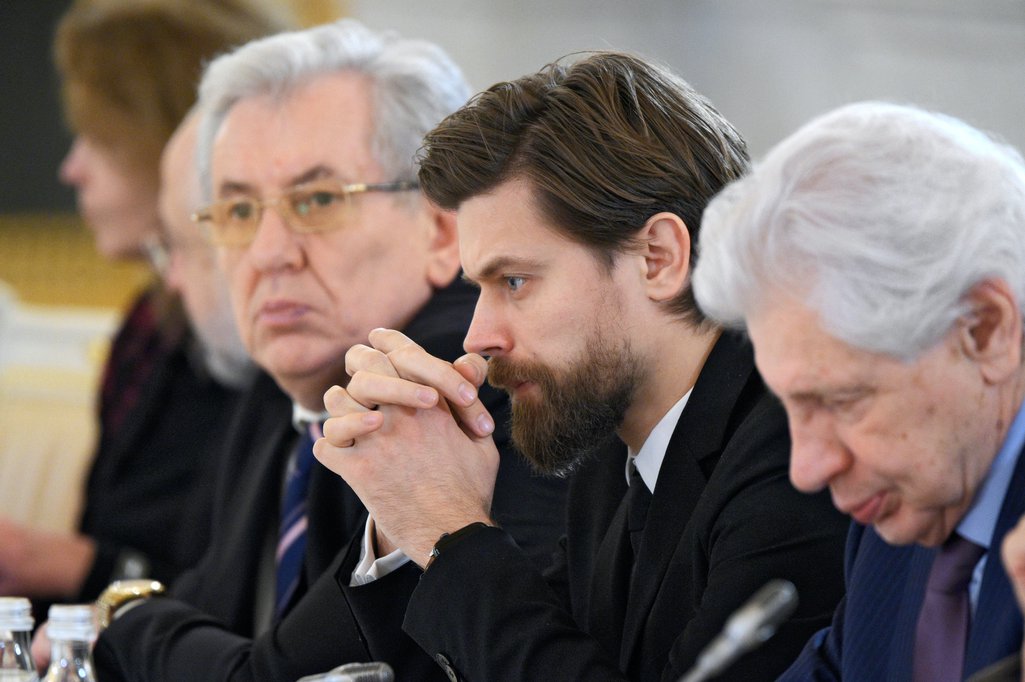 Vladimir Ryakhovsky (left) at a meeting of the Presidential Council for the Development of Civil Society and Human Rights at the Kremlin, December 2019.