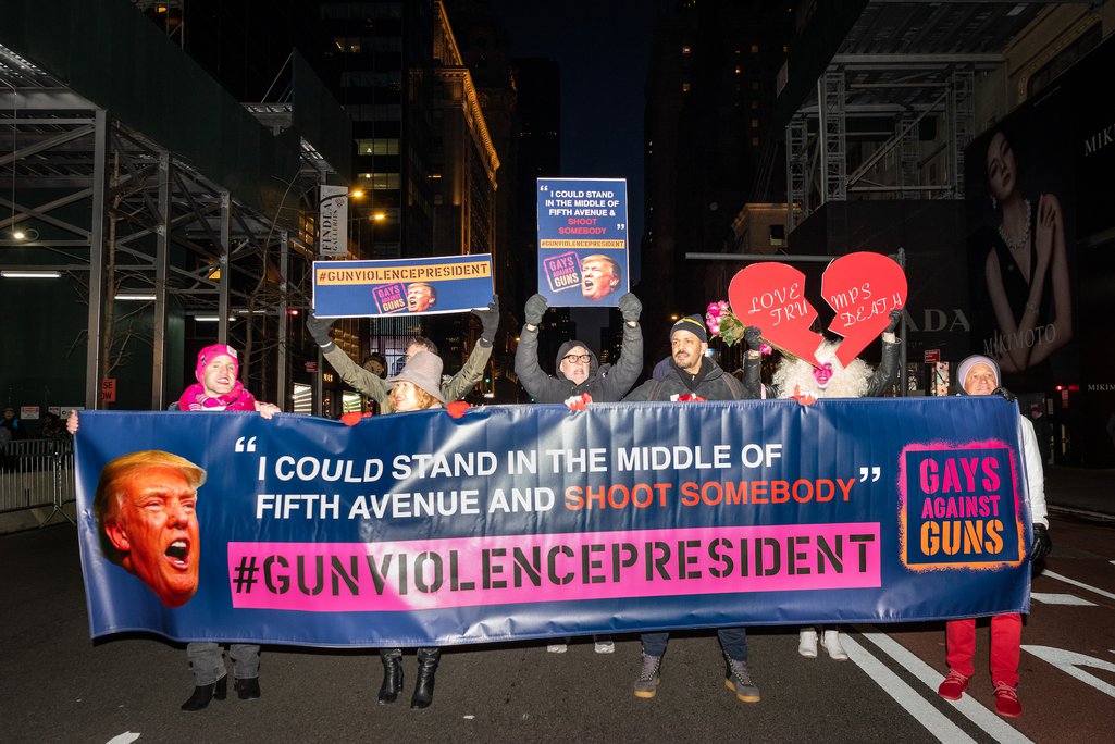 Gays Against Guns protest outside Trump Tower, February, 2020.