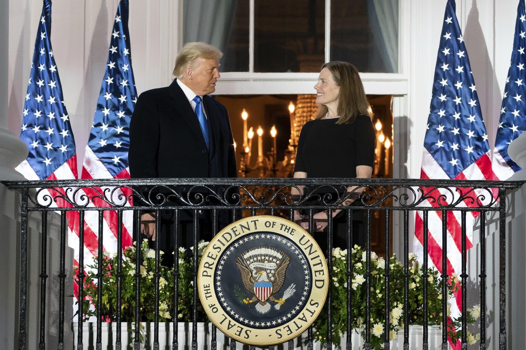 Trump and newly appointed supreme court justice Amy Coney Barrett
