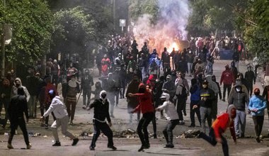 A fifth night of violent protests saw protesters return to the streets on Tuesday January 19, 2021 in Tunis, Tunisia.  Security forces responded with tear gas and water cannon.