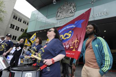 PCS members protesting outside of Manchester Civil Justice Centre.jpg