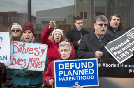 Anti-abortion rally outside Planned Parenthood clinic in metro Detroit, 2017.