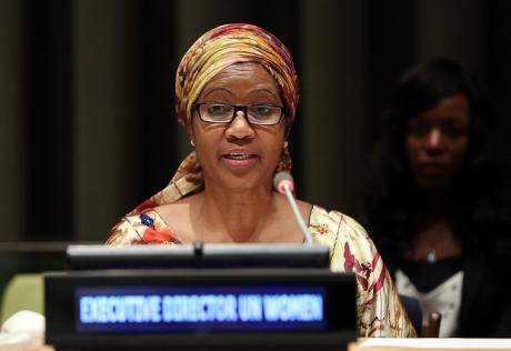 Women at a podium
