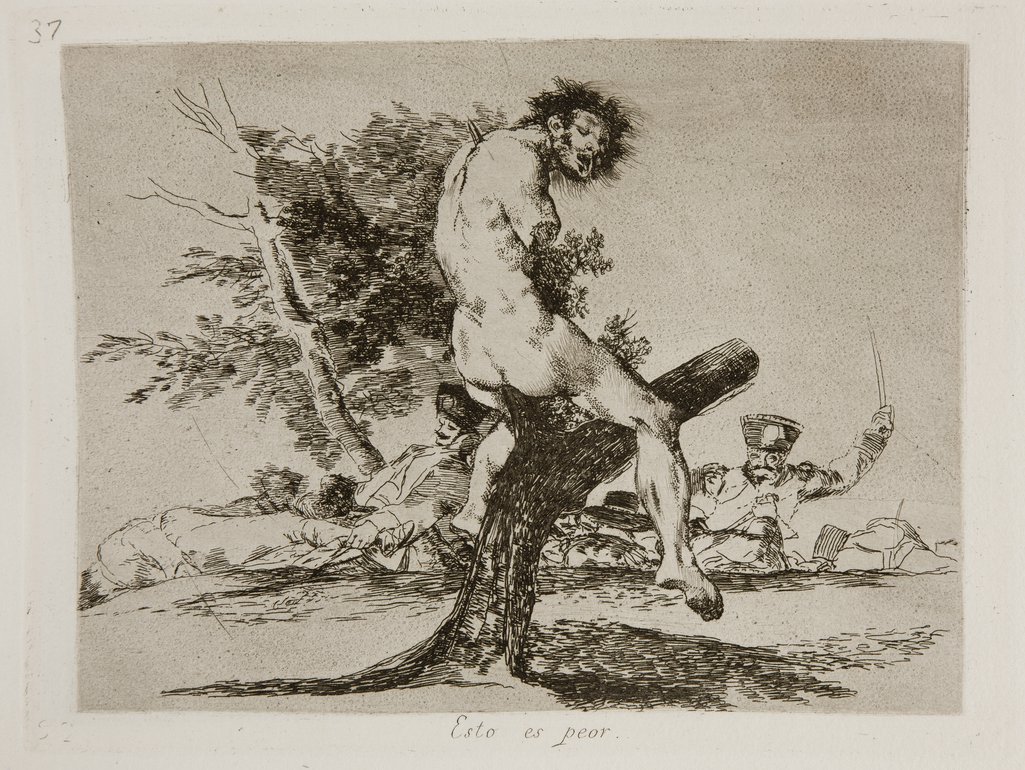 'Esto es peor' ('This is worse') plate 37 of 'Los desastres de la guerra' ('The Disasters of War', 1810-20) by Francisco Goya
