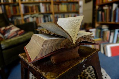 An old book in a bookshop in Wales.