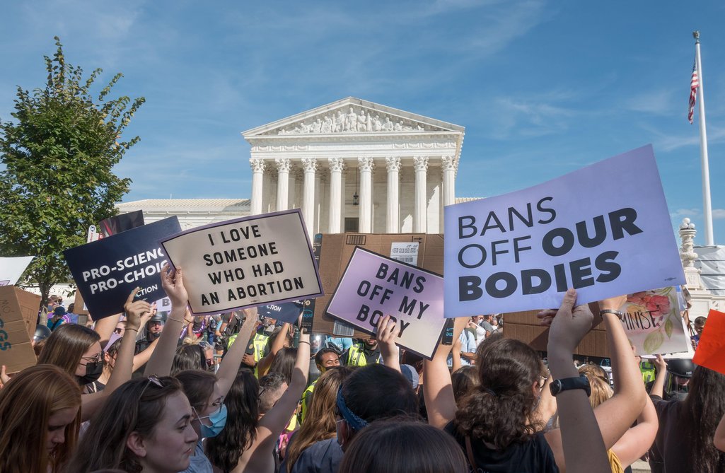 ​​Pro-abortion protesters outside the Supreme Court in Washington DC, 2021