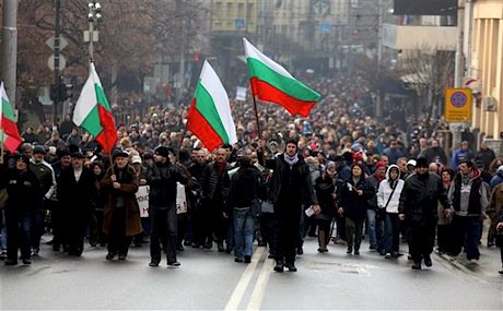 A protest in Sofia on 17 February. Wikimedia Commons/Railroadwiki. Some rights reserved.