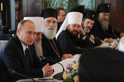 President Vladimir Putin meets with representatives of the Russian Orthodox Church. 