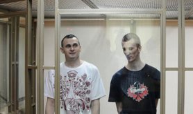 Oleg Sentsov and Aleksandr Kolchenko in court