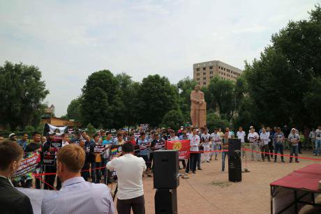 Kalys supporters rally in Kyrgyzstan&#39;s capital Bishkek in support of a bill against &#39;gay propaganda&#39;
