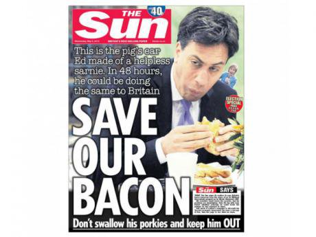 The front page of the Sun, 6 May 2015