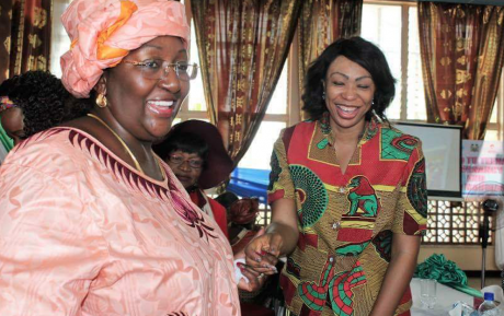 First lady Koroma (left) and Samai, director of AMNet (right).