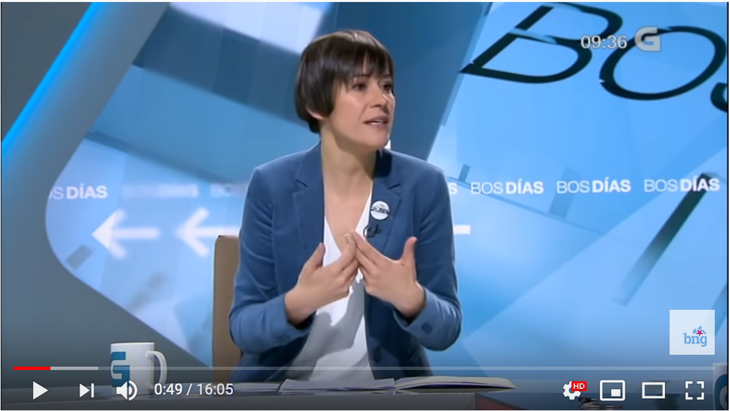 Ana Pontón on Galician TV, February 2019.