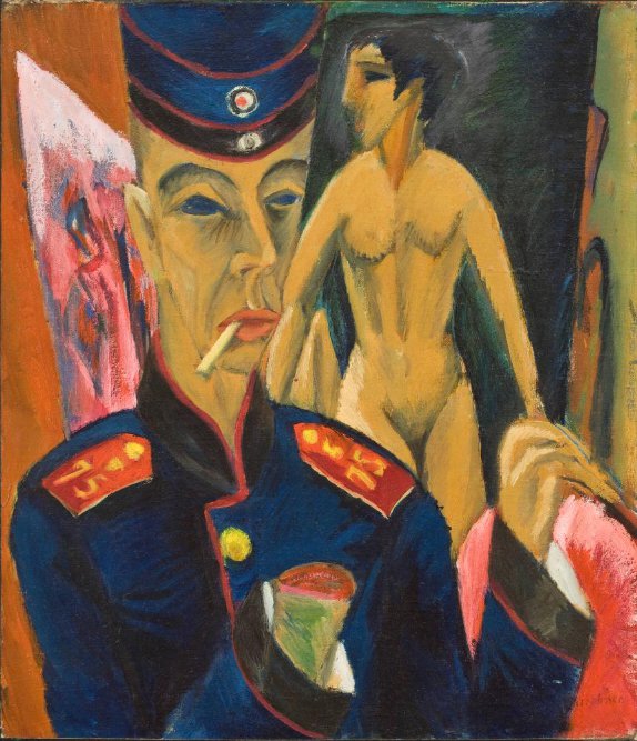 'Self-Portrait as a Soldier' (1915) by Ernst Ludwig Kirchner, oil on canvas