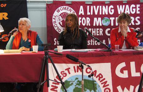 From left to right, Selma James, Margaret Prescod and Professor Alison Wolf at Global Women&#x27;s Strike conference.