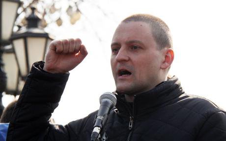 Sergei Udaltsov gives a speech at a protest in 2011.