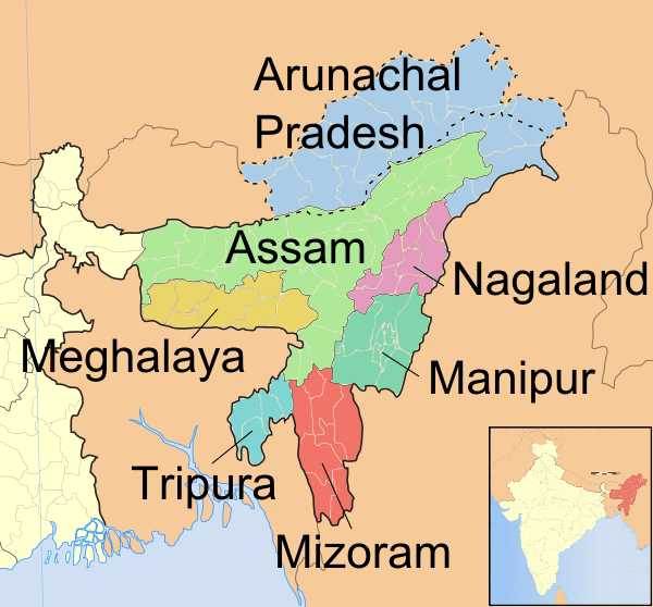 India&#39;s northeast (from wikipedia)