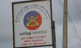 Sign post for the military police in Jaffna, in Sinhalese and English only