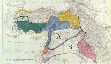 A map of the original Sykes-Picot Agreement. Flickr/prince_volin. Some rights reserved.