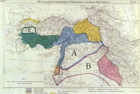 A map of the original Sykes-Picot Agreement. Flickr/prince_volin. Some rights reserved.