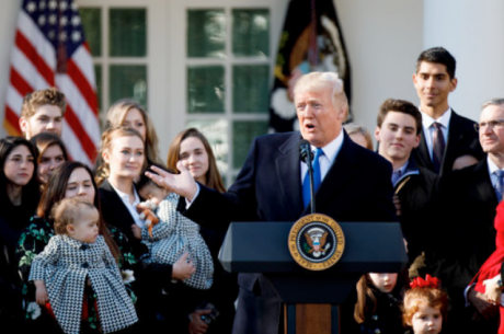 Trump speaks to March for Life participants and pro-life leaders in Washington DC, January 2018.