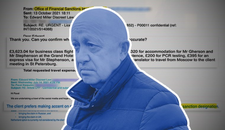 Rishi Sunak's Treasury allowed Russian oligarch Yevgeny Prigozhin to override sanctions to launch an aggressive legal campaign against a journalist | Aleksey Smagin/Kommersant/Sipa USA. Composite image by openDemocracy. All rights reserved