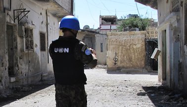 A UN Peacekeeper in Homs, Syria. Demotix/Jonathan Mitchell. All rights reserved.