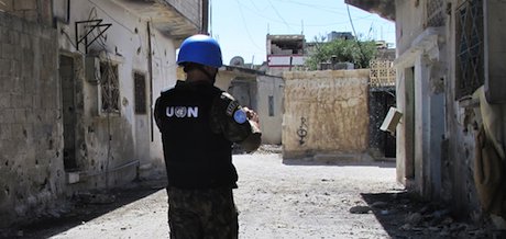 A UN Peacekeeper in Homs, Syria. Demotix/Jonathan Mitchell. All rights reserved.