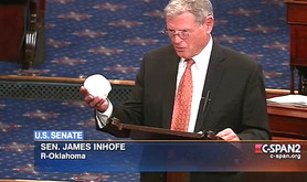 Senator James Inhofe with snowball