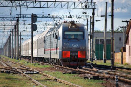 A Train manufactured by Transmashholding, a joint venture of Makhmudov, Russian Railways and French company Alstom. 