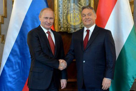 Vladimir Putin and Viktor Orbán at a meeting in Hungary in February 2015. (Credit: Kremlin.ru)