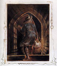 Los Entering the Grave by William Blake (1804). 
