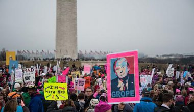 Demonstrators during the Women's March on Washington in January 2017.