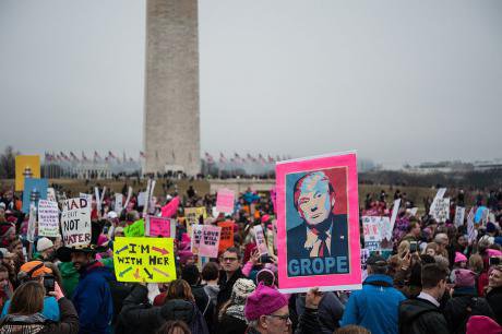 Demonstrators during the Women&#39;s March on Washington in January 2017.