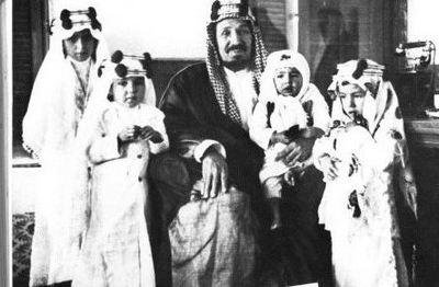 Abdulaziz Al Saud, founder of the Kingdom of Saudi Arabia, with some of his sons.