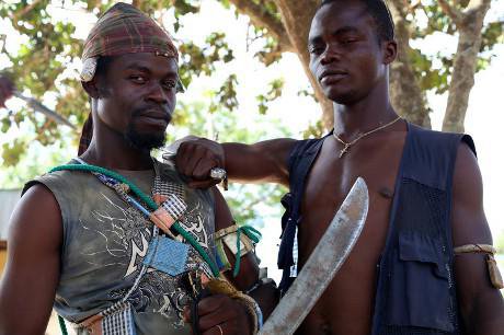 Anti-balaka militiamen with machete