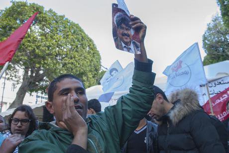 Demonstration of the families of the Martyrs and wounded just before the legislative elections. 22 October 2014 Tunis.