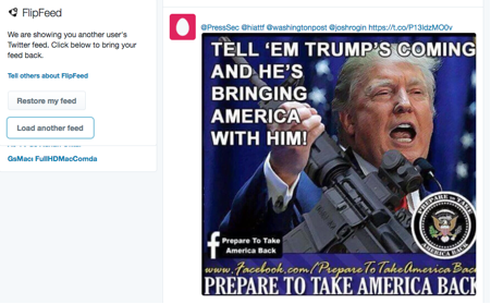 Figure 6: FlipFeed changes a user’s newsfeed with another user’s from the other political ideology (left or right).