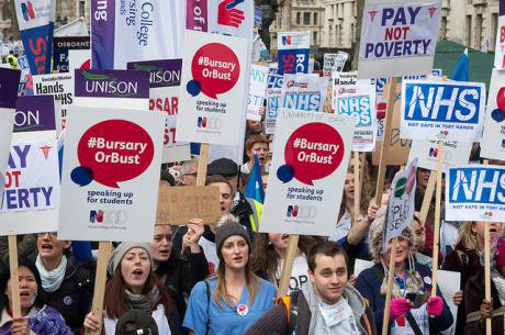 bursaryorbust nurse protest crowd placards.jpg